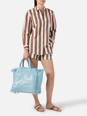 Light blue solid color linen Vanity regular bag