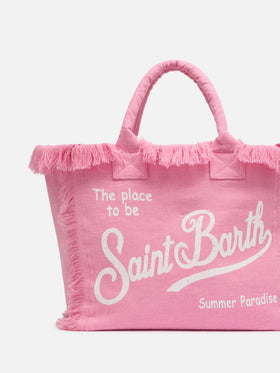 Vanity pink linen shoulder bag