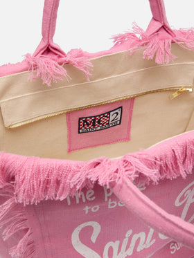 Vanity pink linen shoulder bag