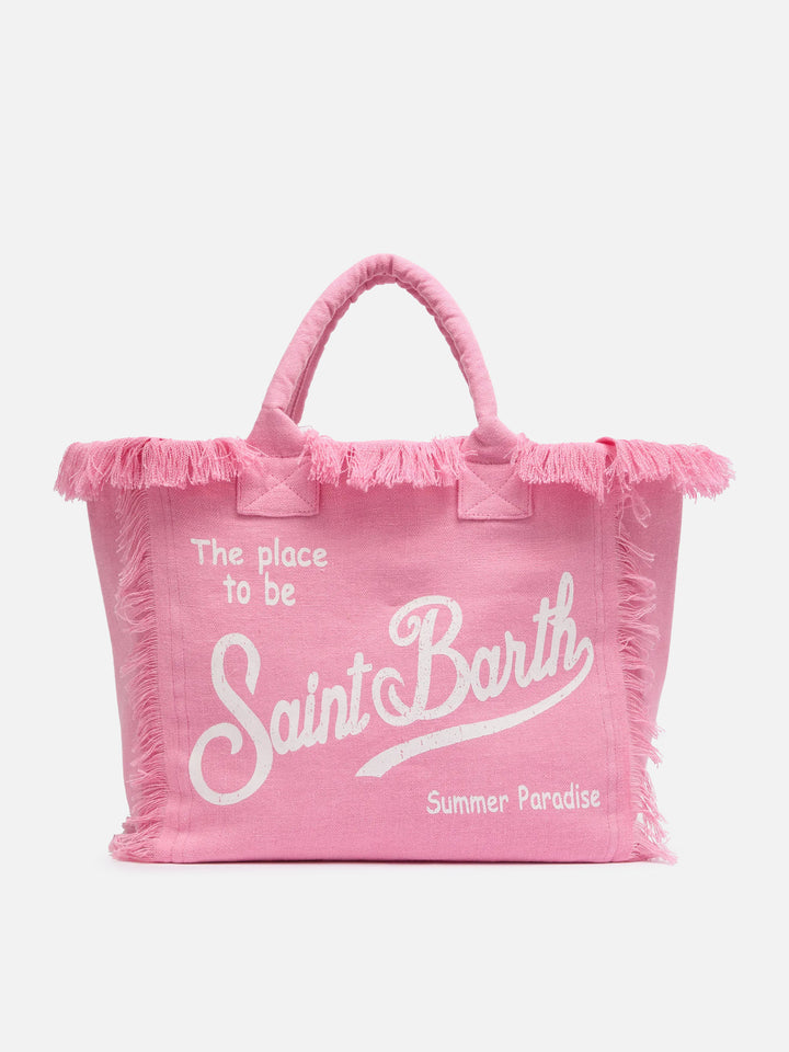 Vanity pink linen shoulder bag