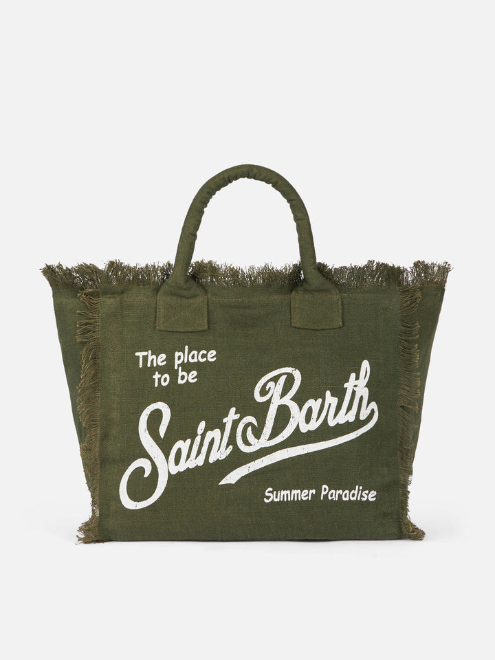 Vanity military green linen shoulder bag - MC2 Saint Barth