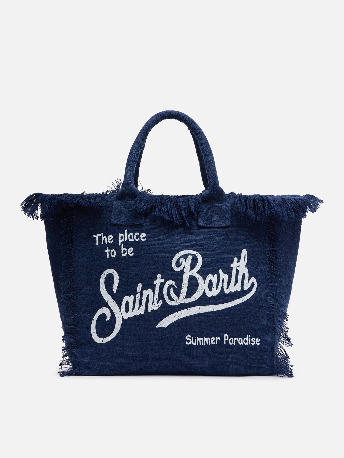 Vanity navy blue linen shoulder bag