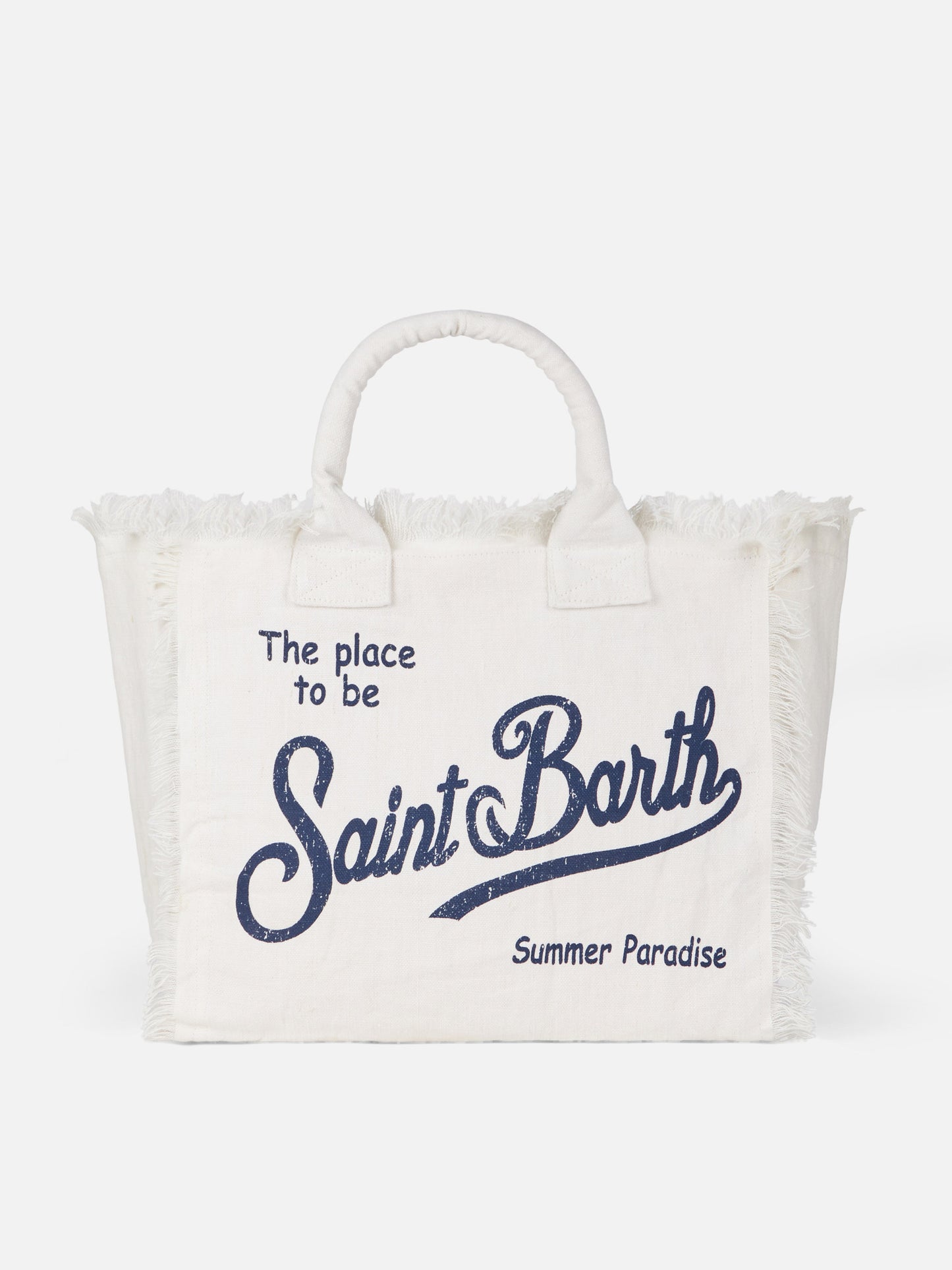 Vanity off-white linen shoulder bag