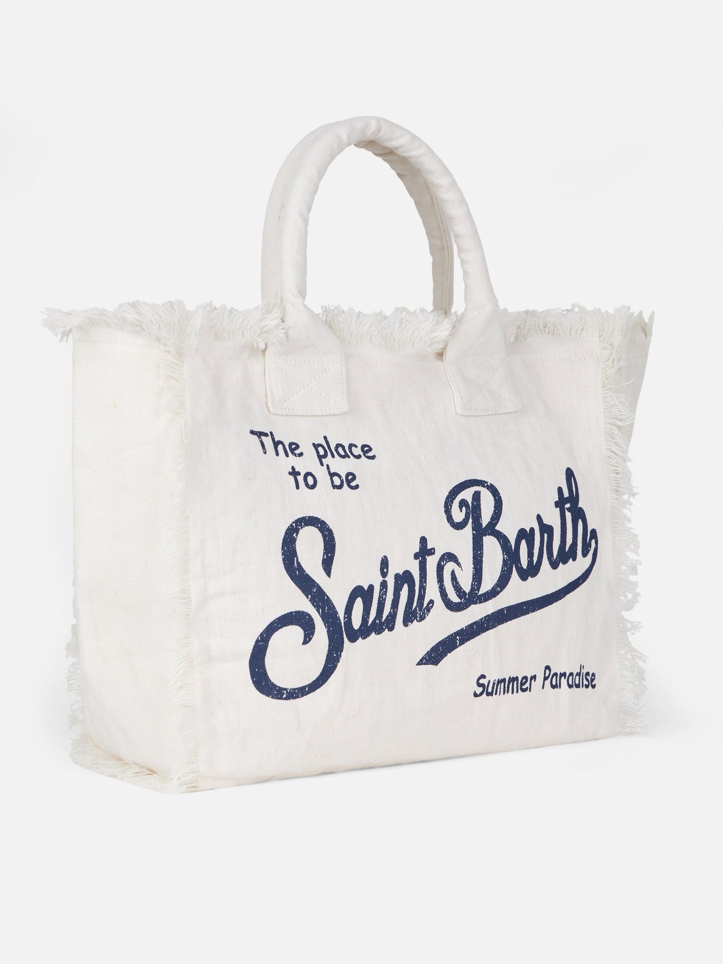 Vanity off-white linen shoulder bag
