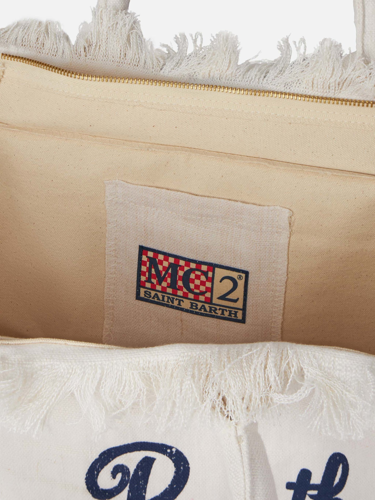 Vanity off-white linen shoulder bag