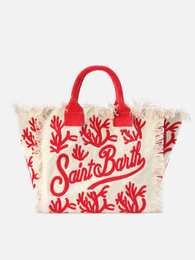 Canvas Vanity regular bag with coral tufting embroidery