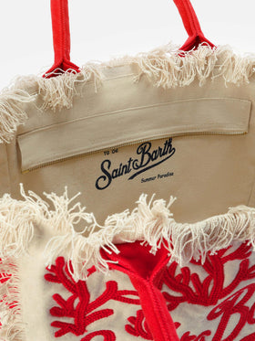 Canvas Vanity regular bag with coral tufting embroidery