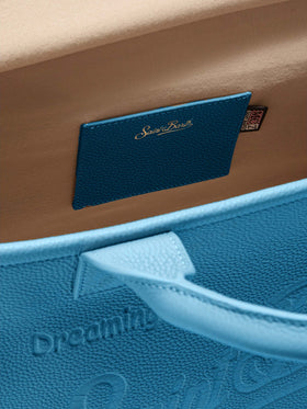 Borsa a spalla Vanity Bag Midi in pelle martellata ottanio