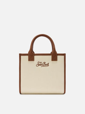 Vanity medium canvas and pebbled leather bag