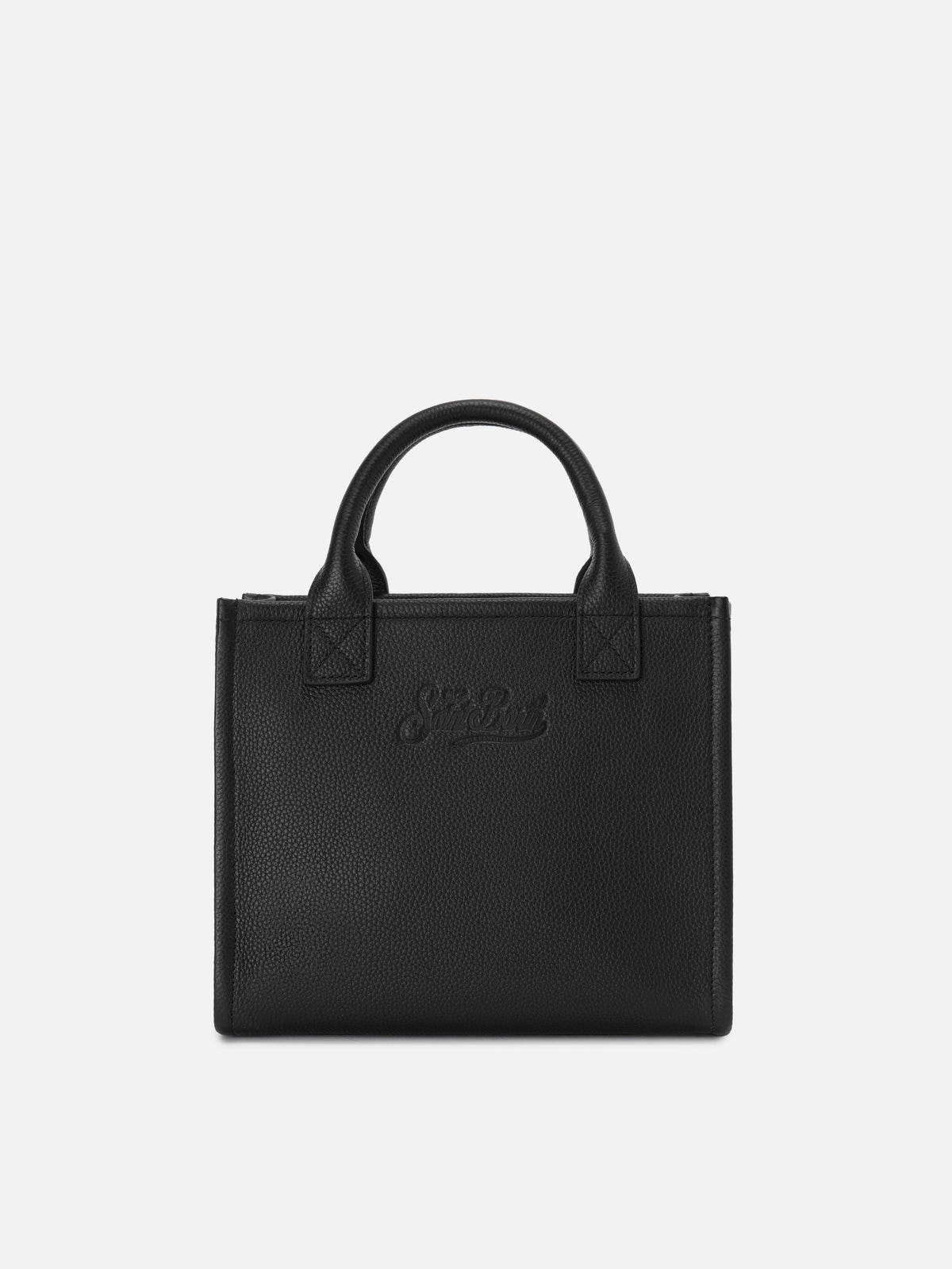 Vanity Medium Tasche aus schwarzem genarbtem Leder 