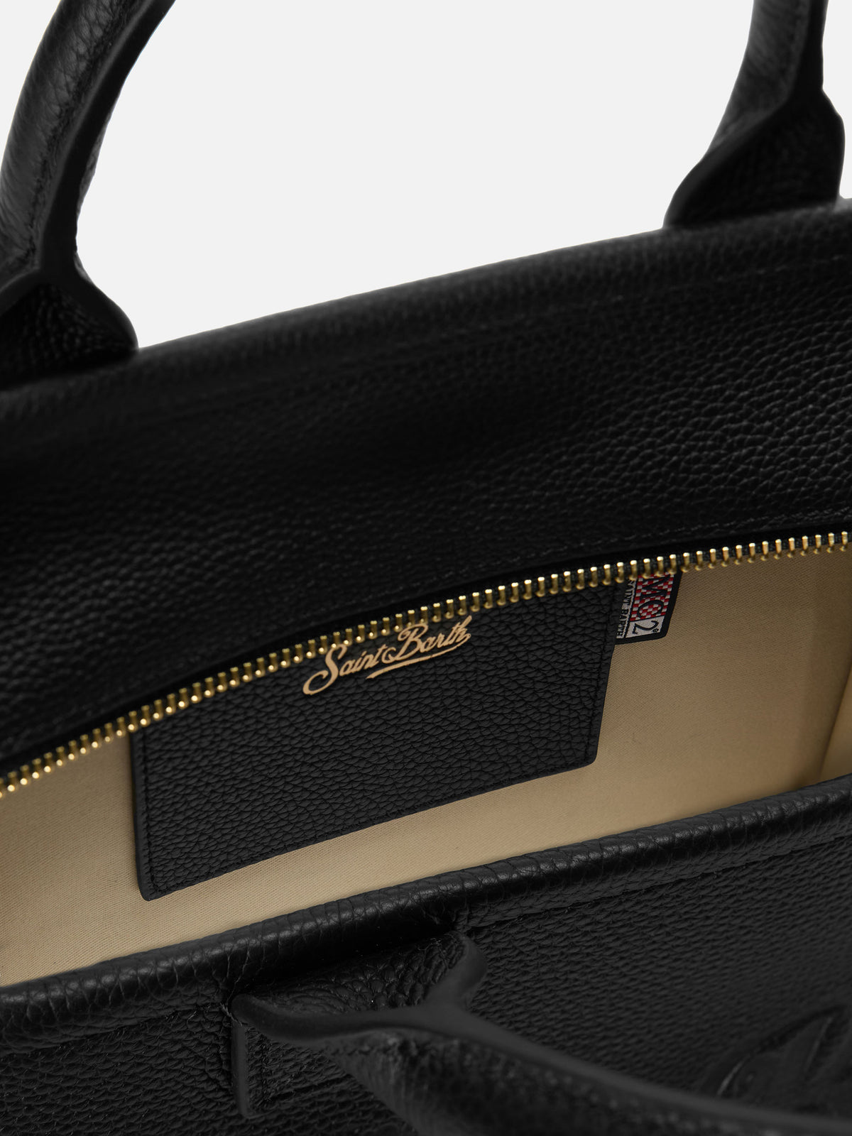 Vanity Medium Tasche aus schwarzem genarbtem Leder 