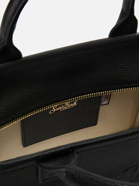 Borsa Vanity medium in pelle martellata nera
