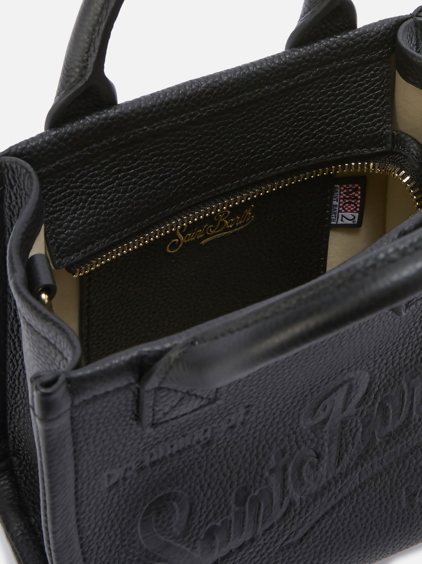 Borsa Vanity mini in pelle martellata nera