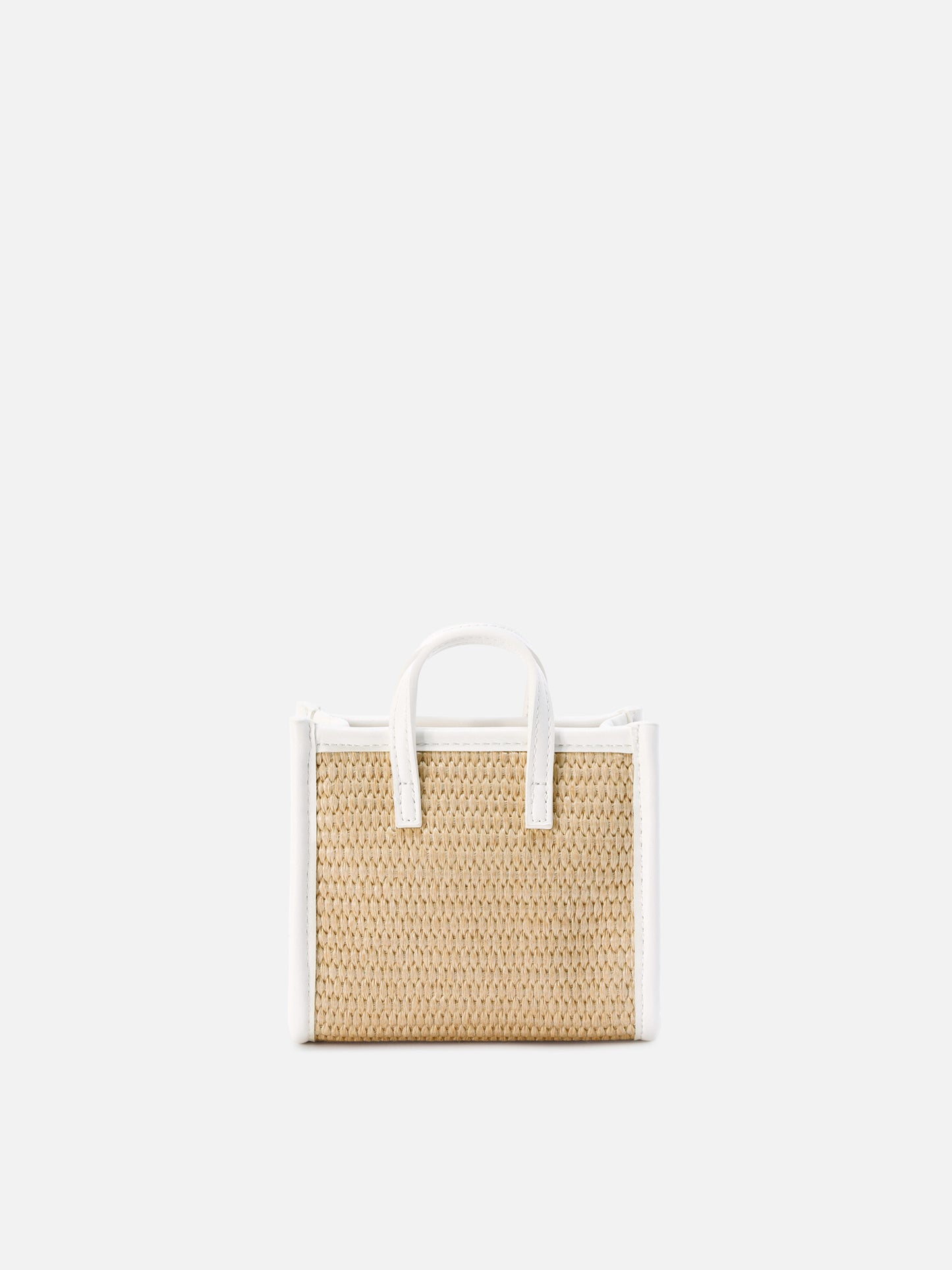 Vivian micro straw effect bag with white embroidered logo