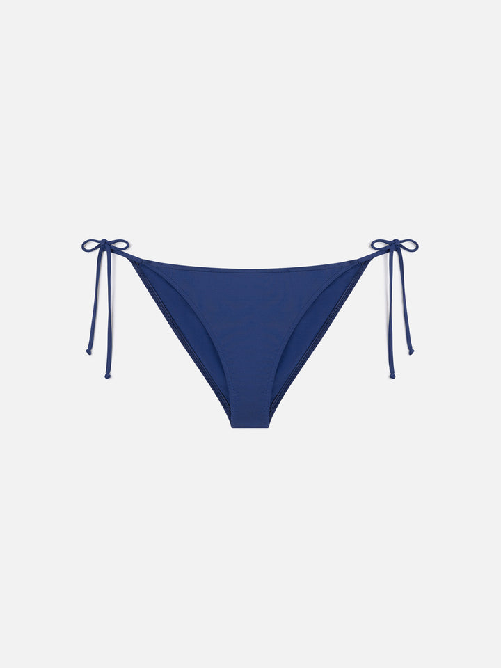 Virgo with side ties bikini bottoms in solid blue navy