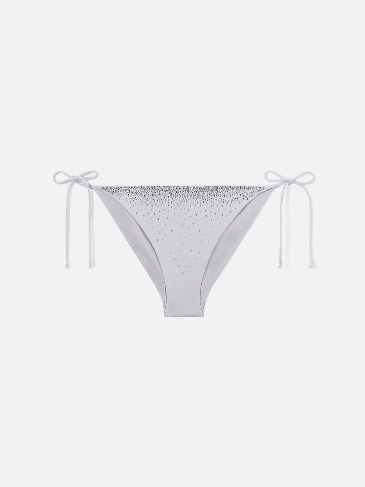 Annabelle Virgo silver glossy finish bikini with rhinestone details