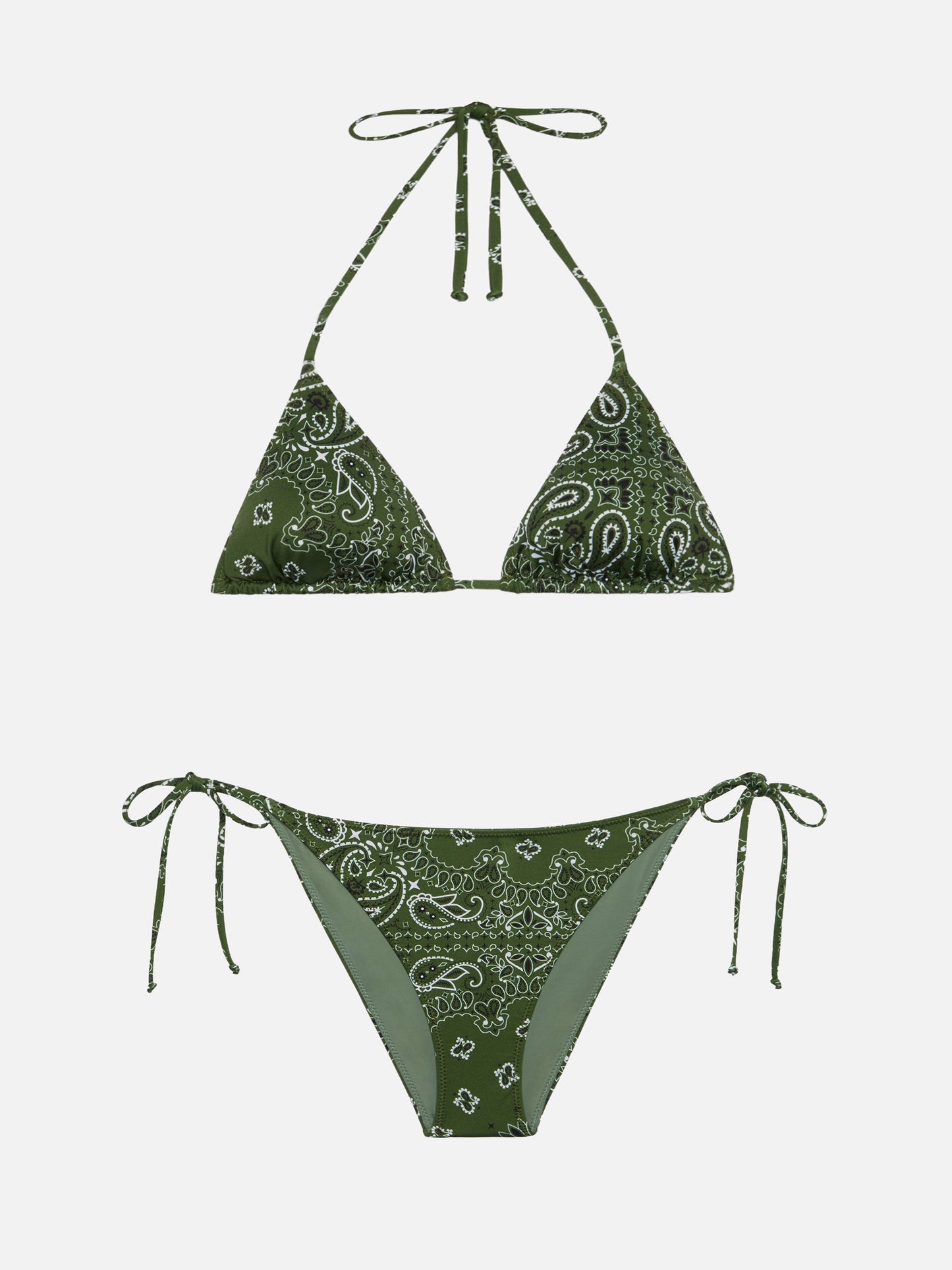 Virgo slip mare classico con stampa bandana - Leah top bikini triangolo con stampa bandana