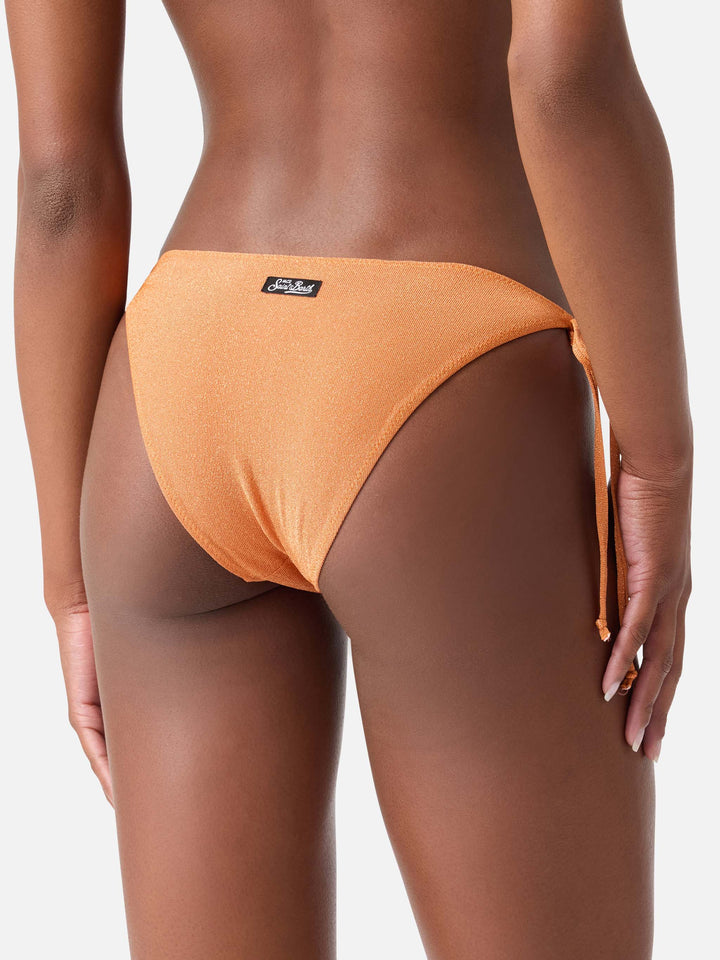 Orange Virgo solid color lurex swim briefs