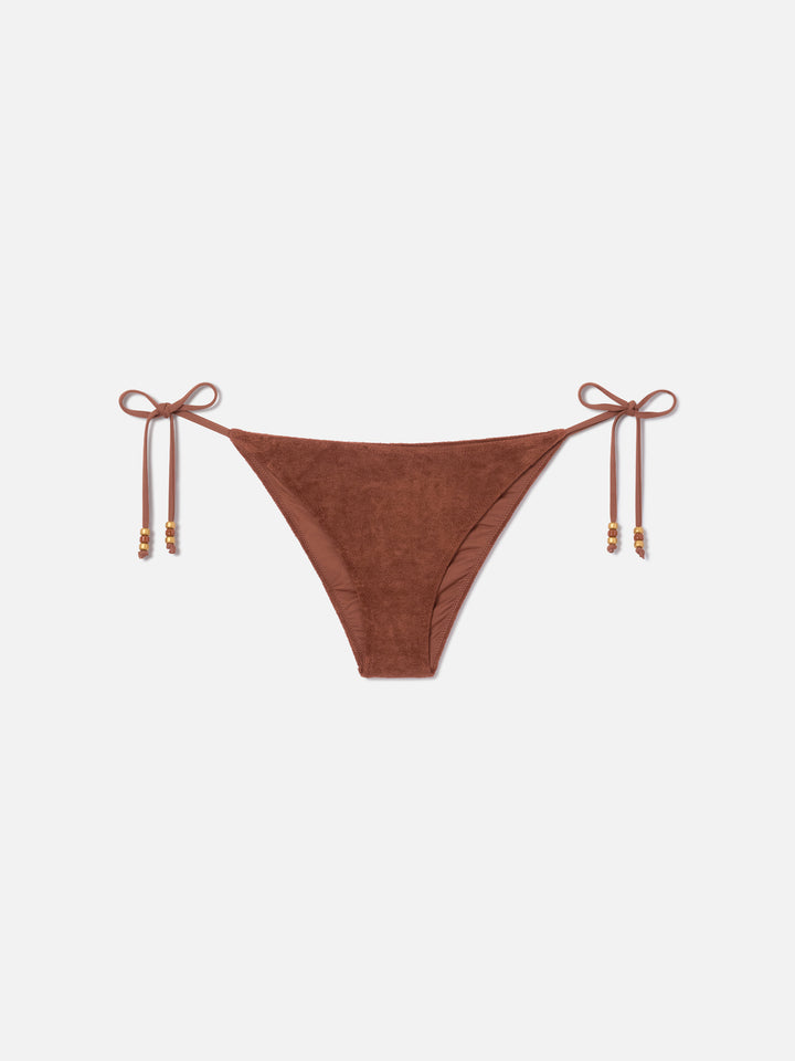 Brown Virgo terry swim briefs with charms