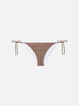 Slip mare Virgo classico in tessuto elasticizzato con stampa a righe marrone