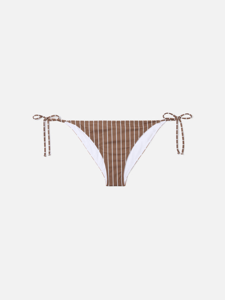 Virgo classic bikini bottoms in stretch fabric with brown striped print
