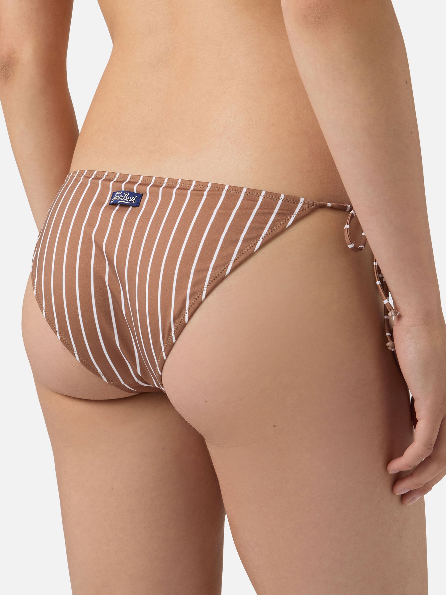 Slip mare Virgo classico in tessuto elasticizzato con stampa a righe marrone