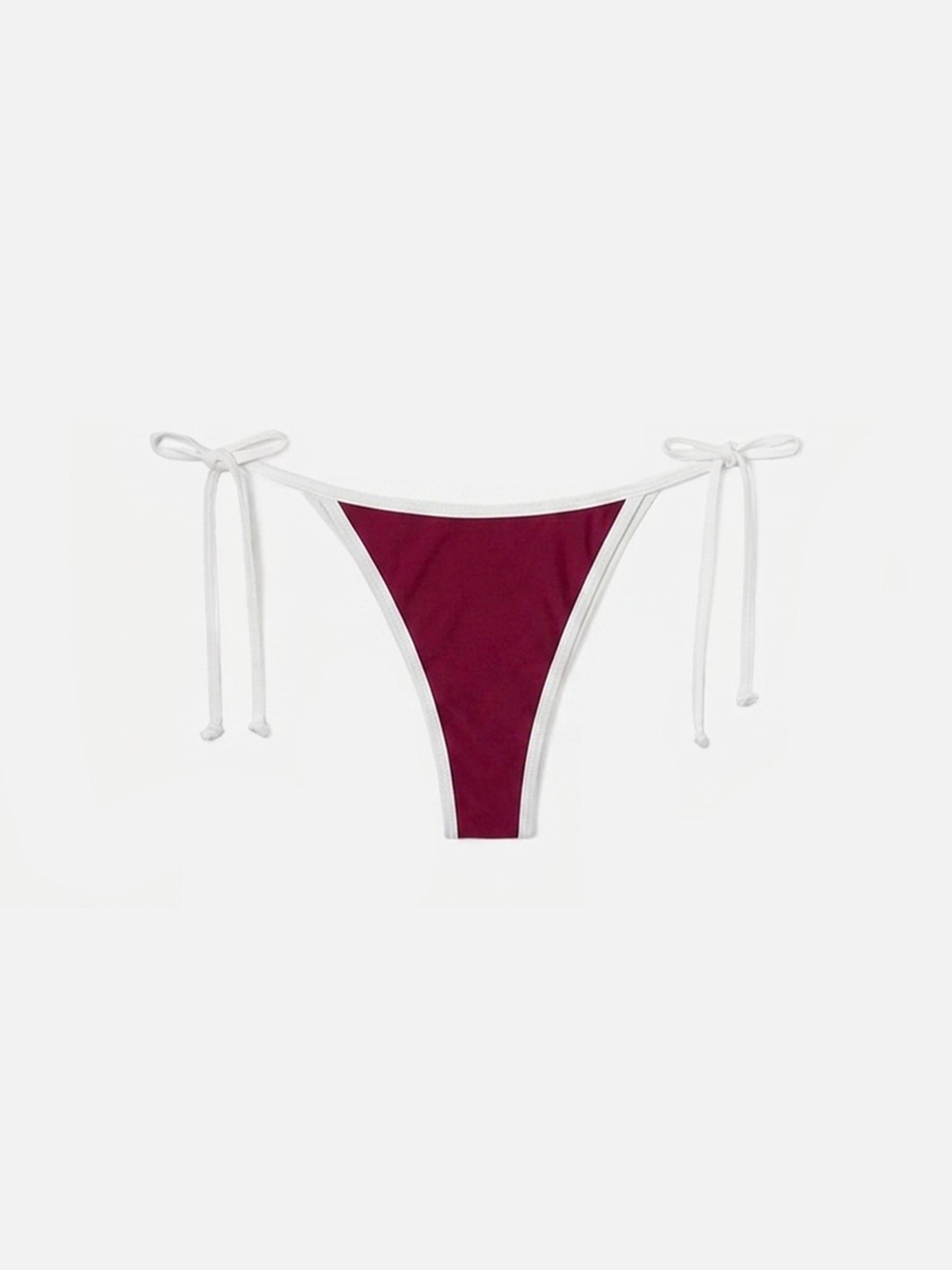 Braguita de bikini clásica Virgo String en color burdeos con ribete en contraste 