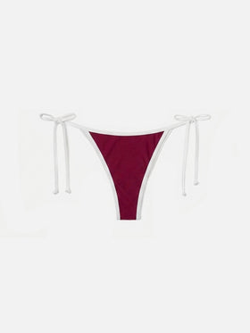 Braguita de bikini clásica Virgo String en color burdeos con ribete en contraste 