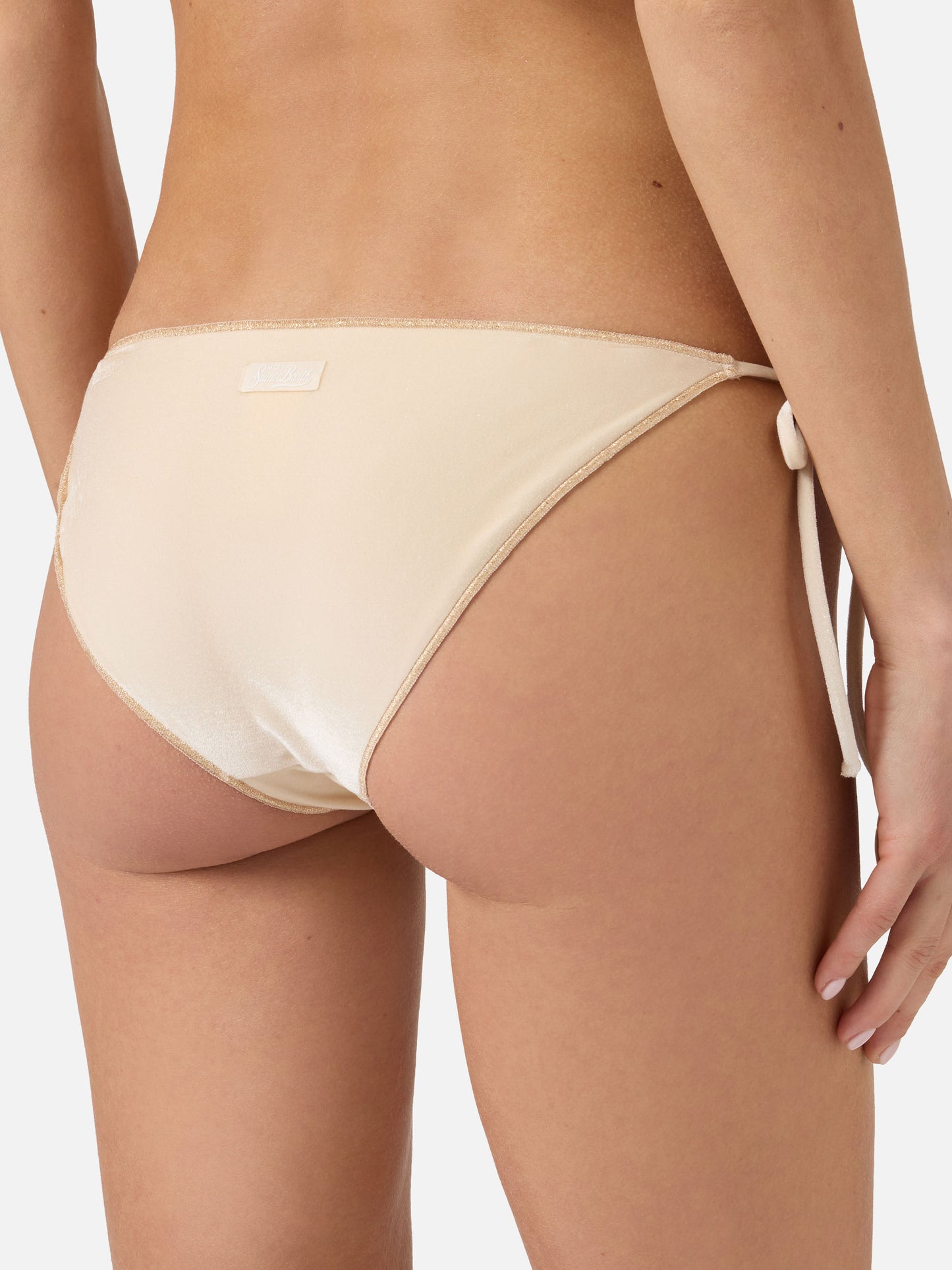 Leah Virgo Overlock bikini in gold velvet