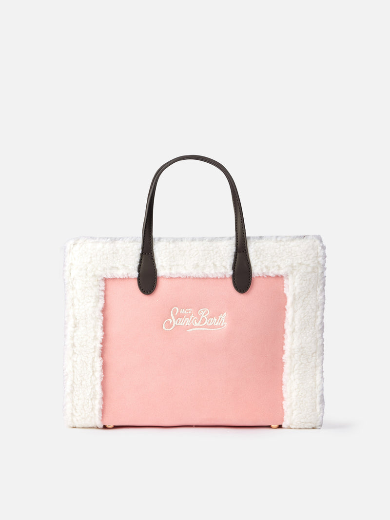 Rosa Vivian Handtasche mit Sherpa-Details