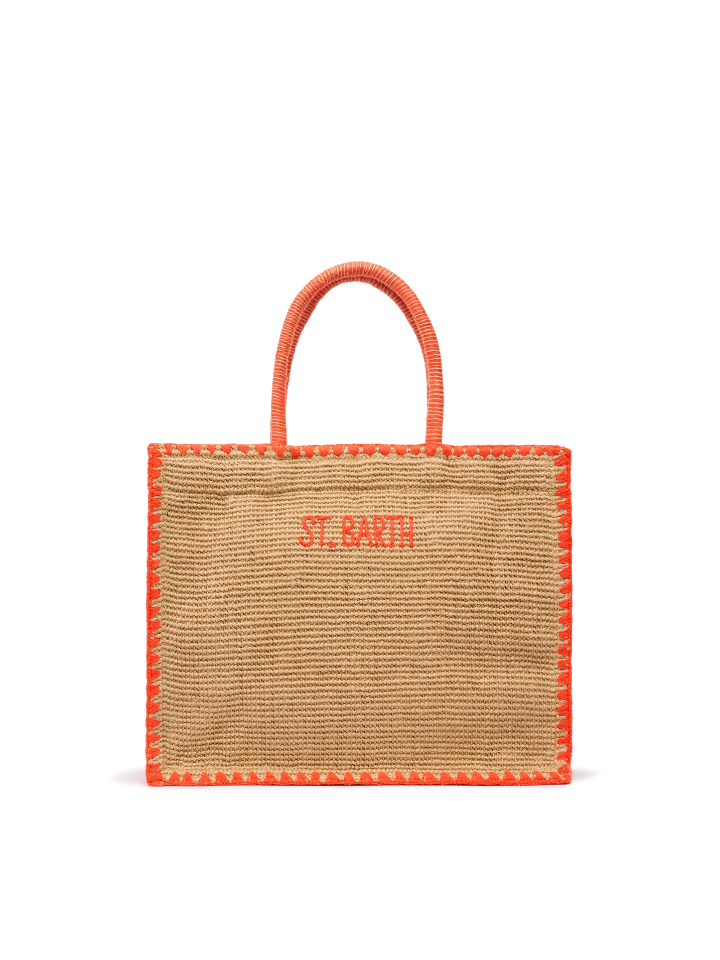 Beige Vivian Midi Jute handbag with trim and embroidery - MC2 Saint Barth