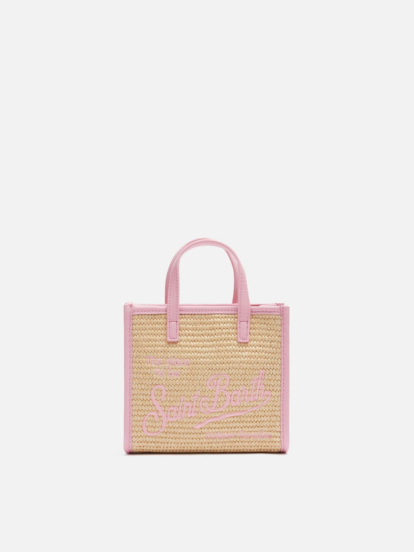 Beige Vivian Mini Strohhandtasche