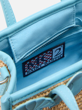 Vivian mini straw effect bag with decorative shell embroidery