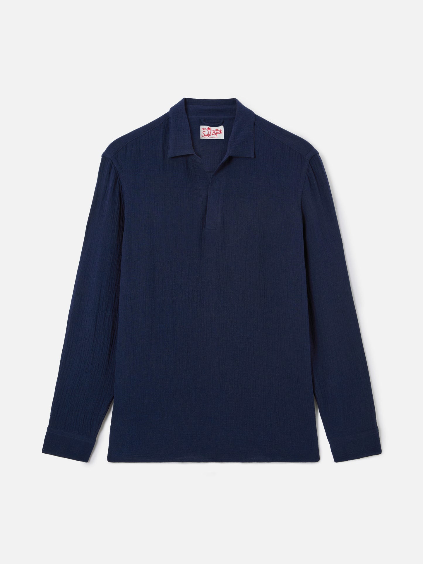 Ventotene waffle cotton polo in navy blue