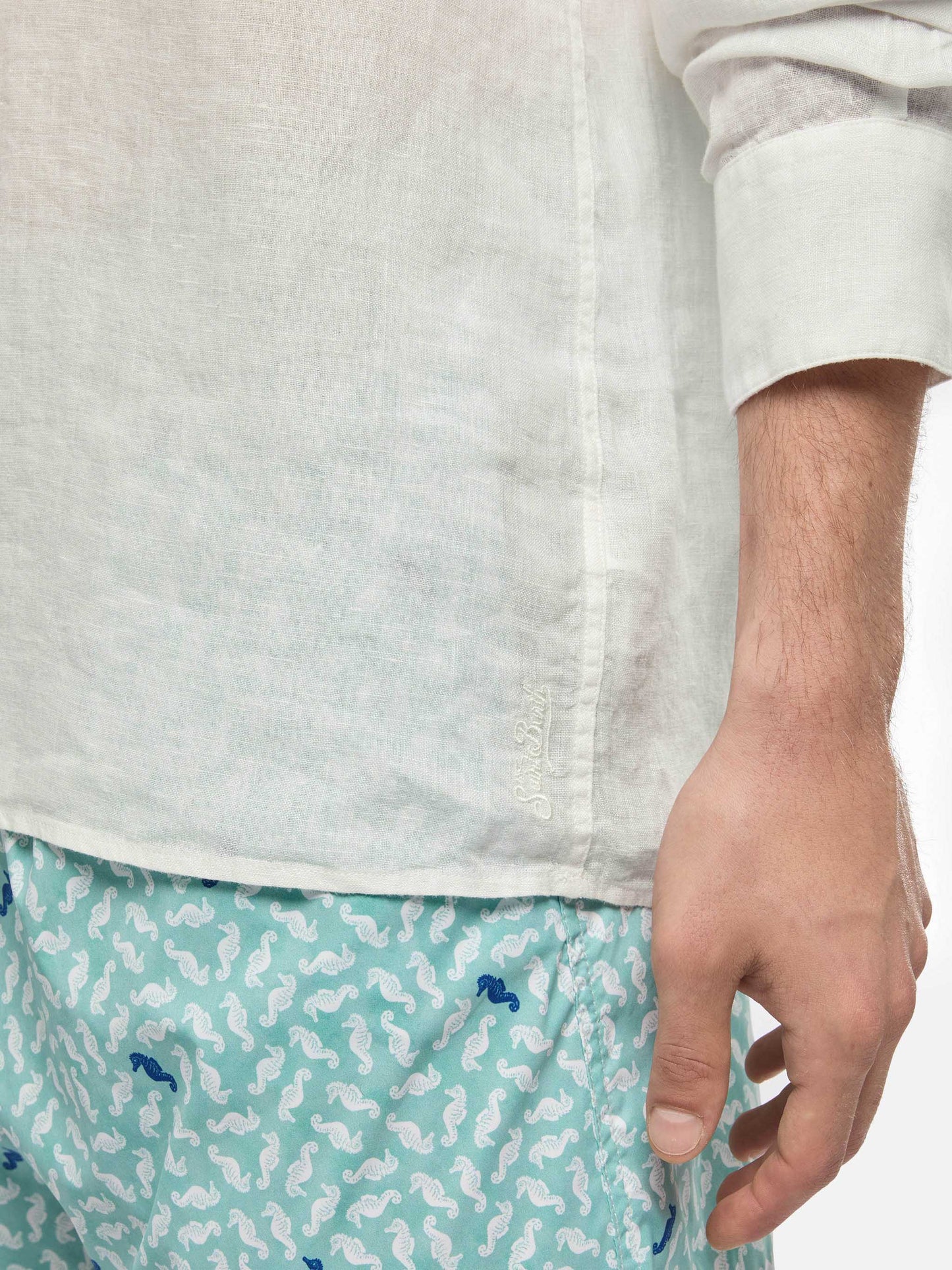 Weißes Leinen-Poloshirt Ventotene