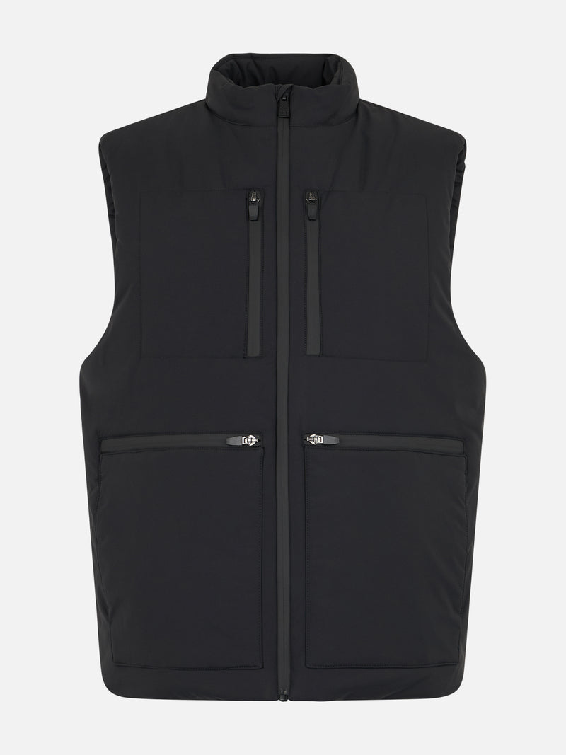 Gilet imbottito in tessuto elasticizzato nero da uomo Vonn