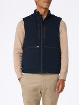 Gilet imbottito in tessuto elasticizzato blu navy da uomo Vonn