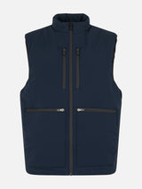 Gilet imbottito in tessuto elasticizzato blu navy da uomo Vonn