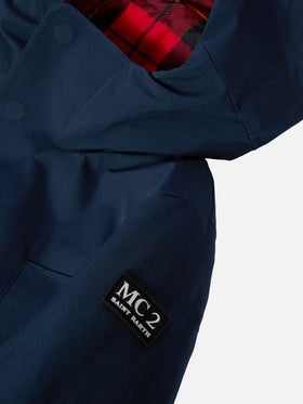 Parka con cappuccio Voyager Jr blu navy con interno tartan