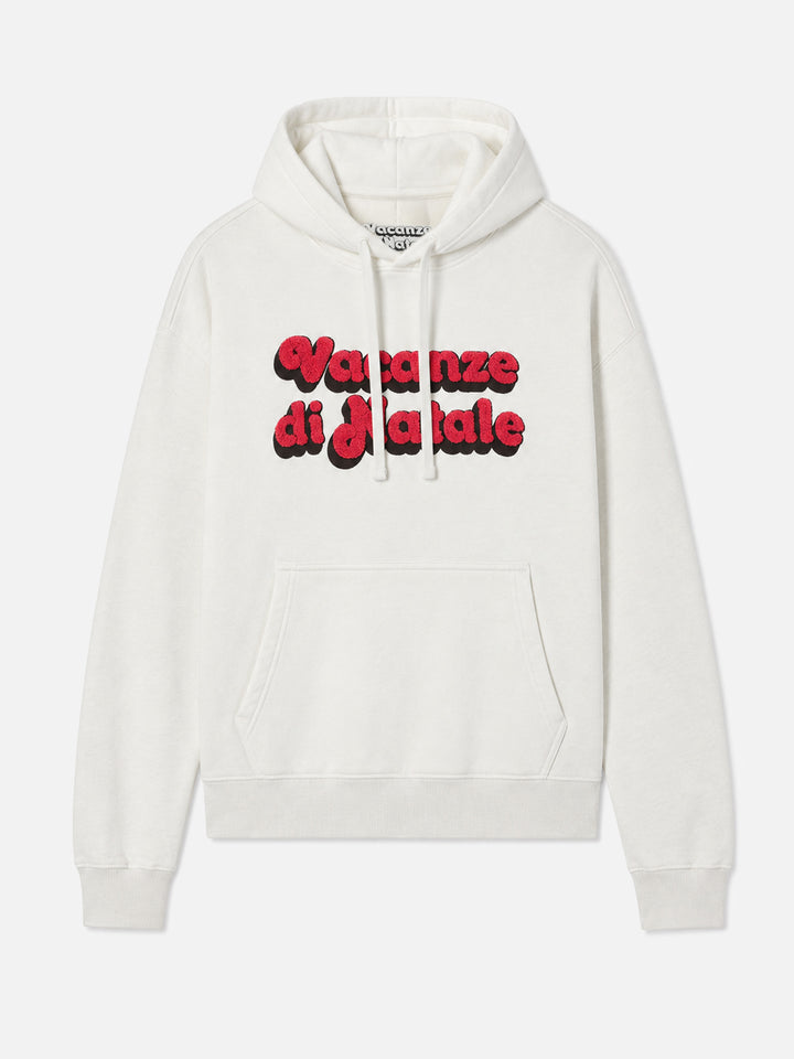 Virginia cotton hoodie in white with Vacanze di Natale embroidery | VACANZE DI NATALE SPECIAL EDITION