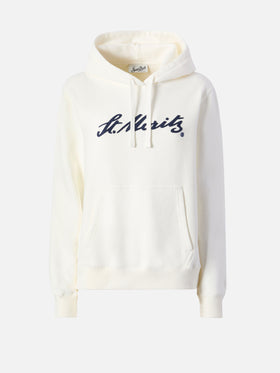 Felpa Virginia in cotone bianco con ricamo St. Moritz | ST. MORITZ SPECIAL EDITION