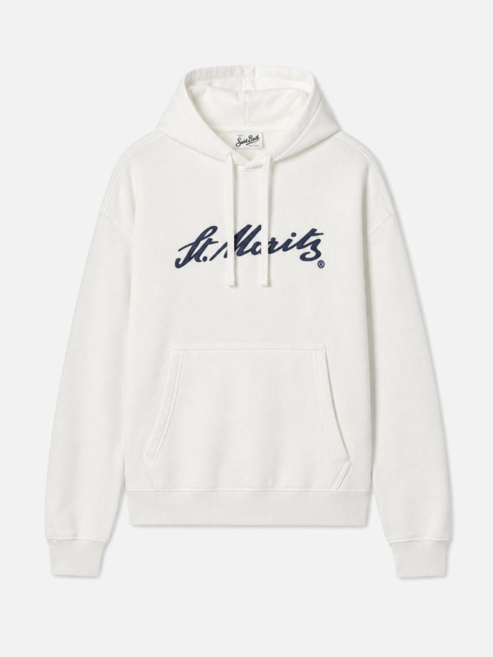 Sudadera con capucha Virginia de algodón en blanco con bordado St. Moritz | ST. MORITZ SPECIAL EDITION 