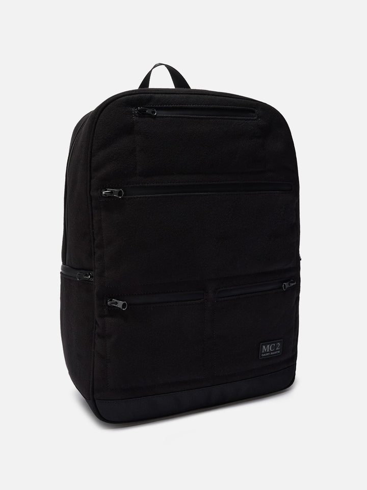 Wallin Felt Backpack in wool blend black with leather details