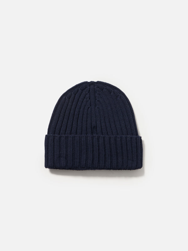 Cappello da uomo in cashmere a coste blu navy Wengen