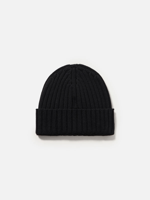 Man black cashmere blend ribbed hat Wengen