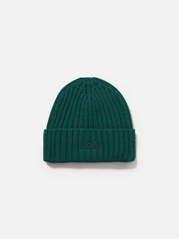 Man british green cashmere blend ribbed hat Wengen