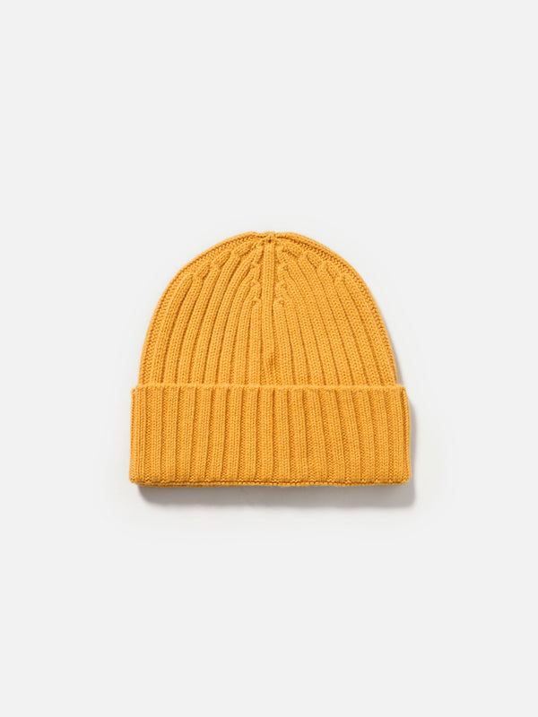 Man mustard cashmere blend ribbed hat Wengen