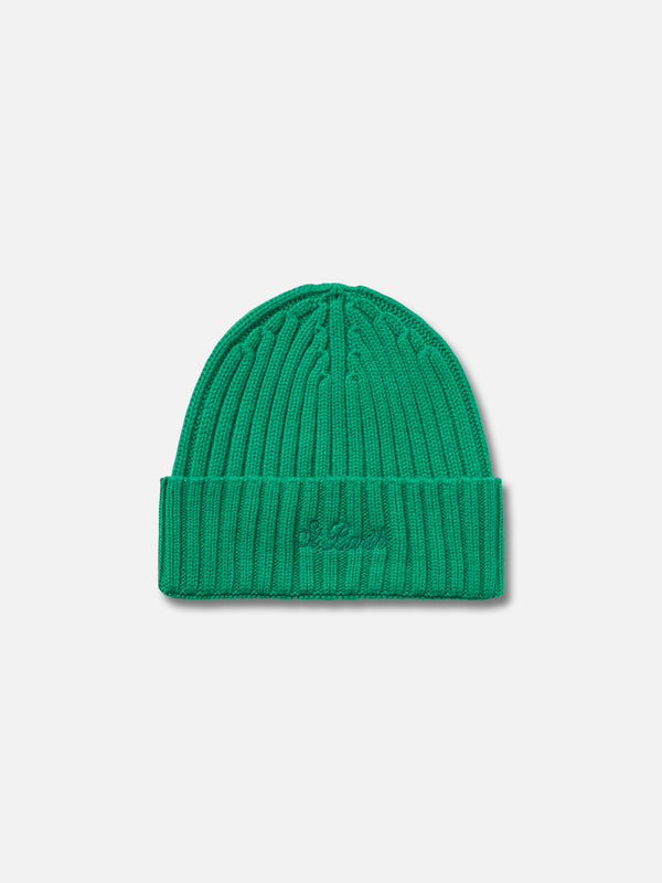 Man green cashmere blend ribbed hat Wengen