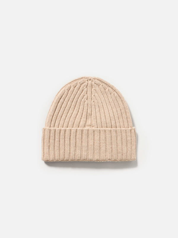 Man beige cashmere blend ribbed hat Wengen