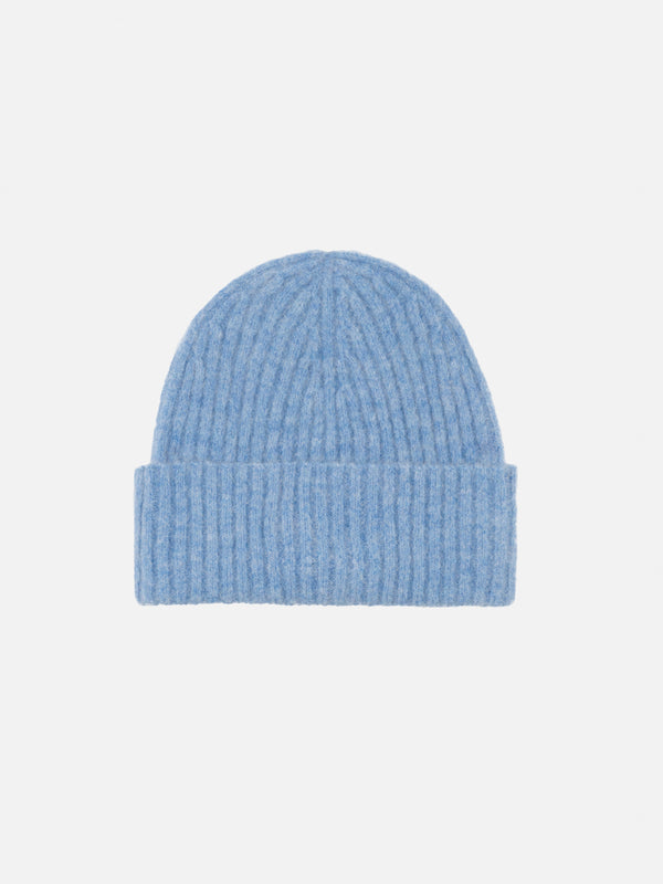 Man light blue cashmere blend ribbed hat Wengen